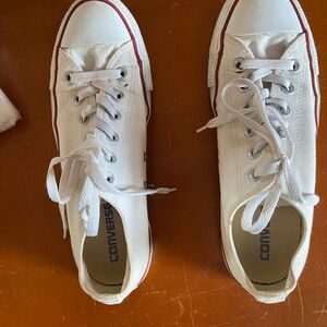 Converse White Sneakers with Red Trim